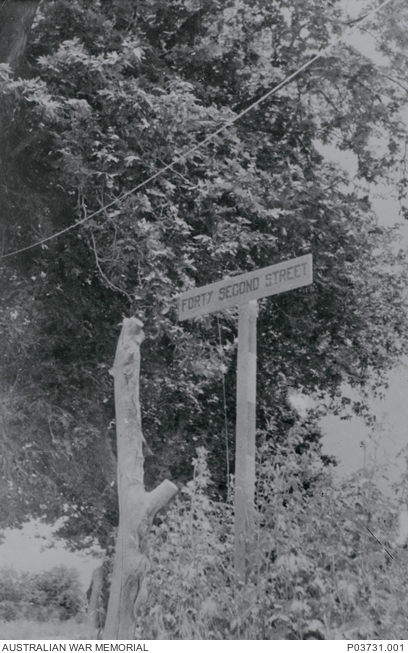 The Forty-Second Street sign, naming a lane in Crete where a small ...