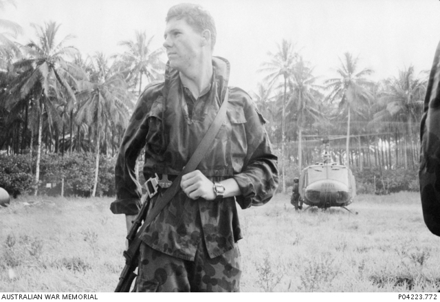 Sapper Martin of 3 Combat Engineer Regiment (3CER) stands in front of ...