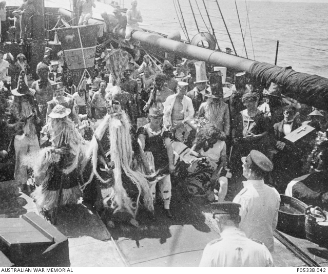 Crossing the line ceremony aboard the German armed merchant raider, SMS