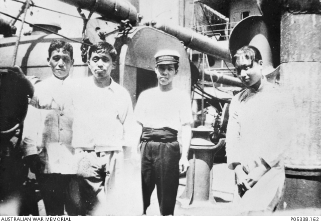 Four unidentified Japanese crew members from the 6557 ton Japanese ...