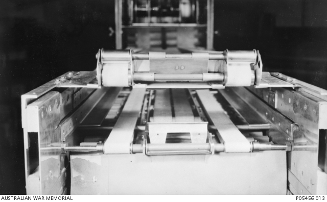 The rear of a window launching machine, Mk 1a, with the motor and ...