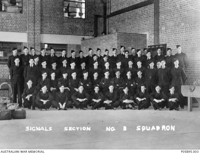 Group portrait of members of the Signals Section, 3 Squadron RAAF ...