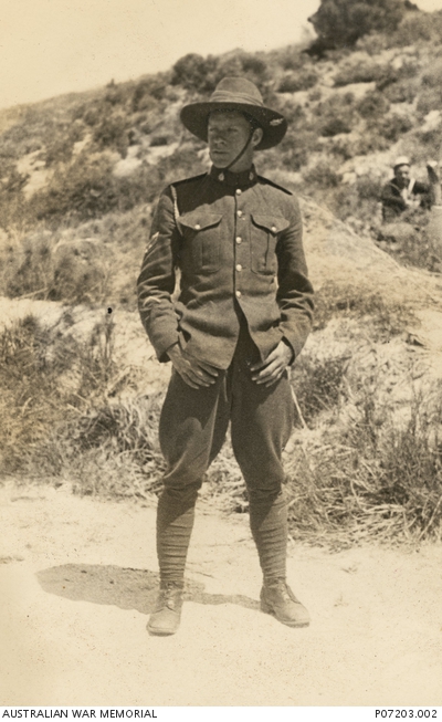 Informal outdoor portrait of WX3558 Corporal (Cpl) Jack Millett at ...