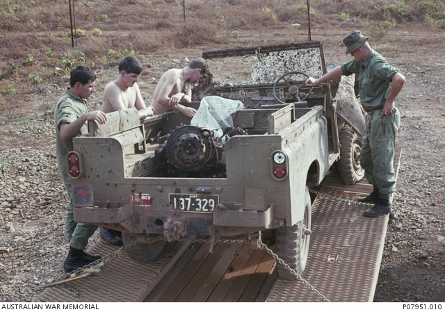 A mine damaged GS Land Rover which has been recovered by members of 106 ...