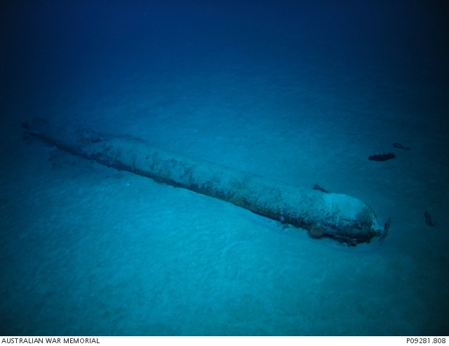 Dive 3 HMAS Sydney II Debris Field Torpedo on seabed. Please note that ...