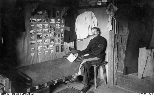Informal indoor portrait of French prisoner of war (POW) Gustave ...