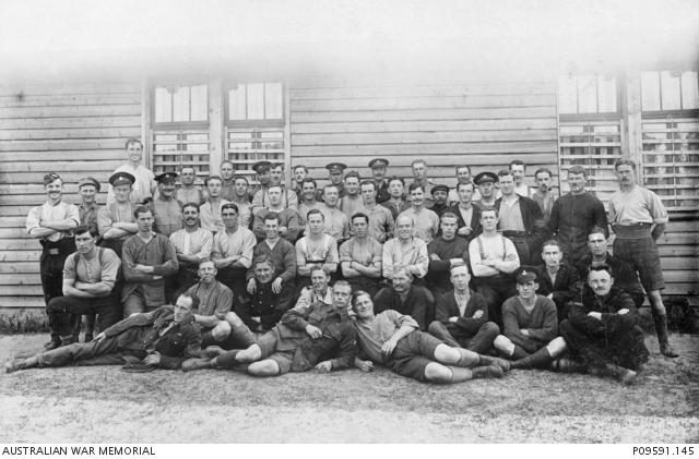 Outdoor group portrait of a large group of unidentified allied ...