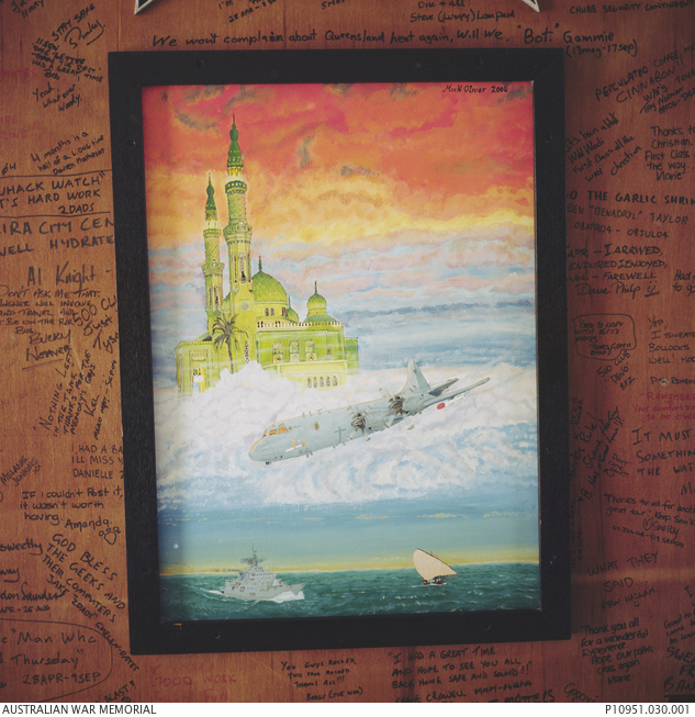 Signed ADF rotation board inside the Cloudlands welfare hut at the ...