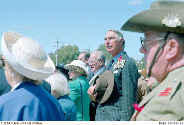Veterans and members of the public attending the funeral service at the