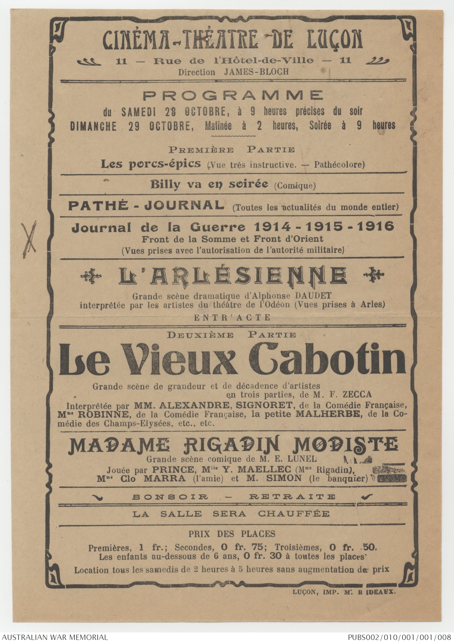 Item 8 Cinema Theatre De Lucon Australian War Memorial