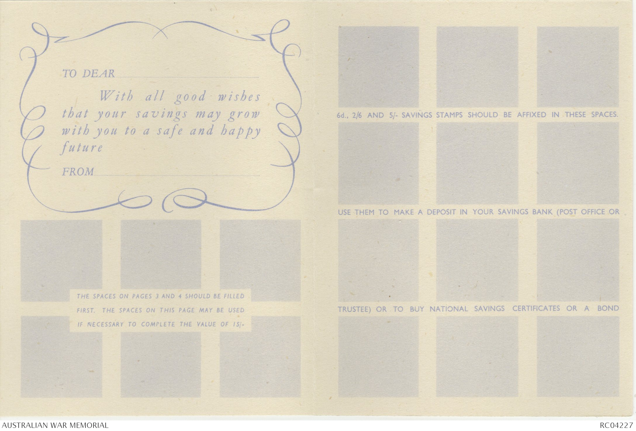 Gift Booklet For Saving Stamps The Australian War Memorial
