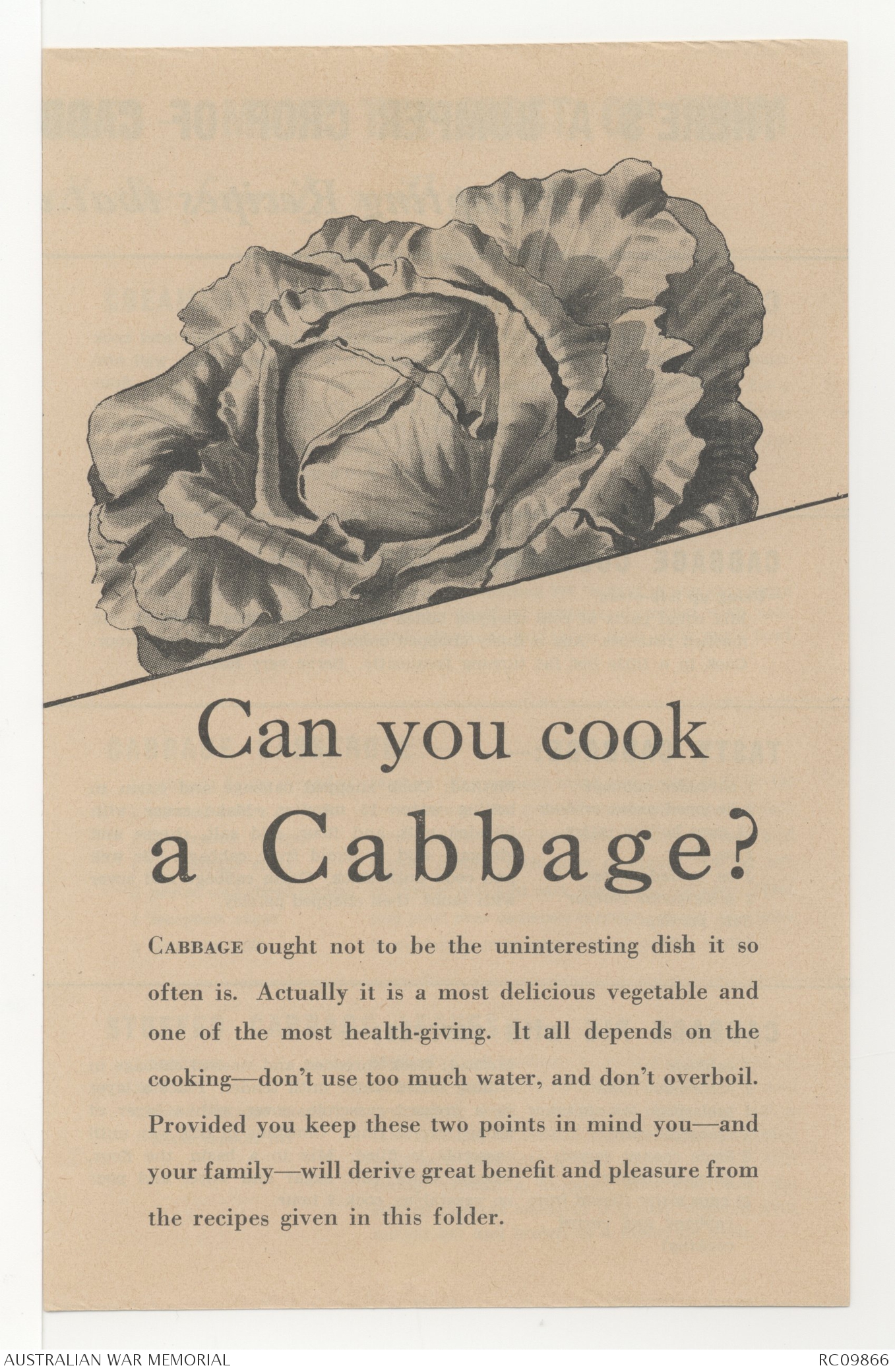 Can you cook a Cabbage? | Australian War Memorial