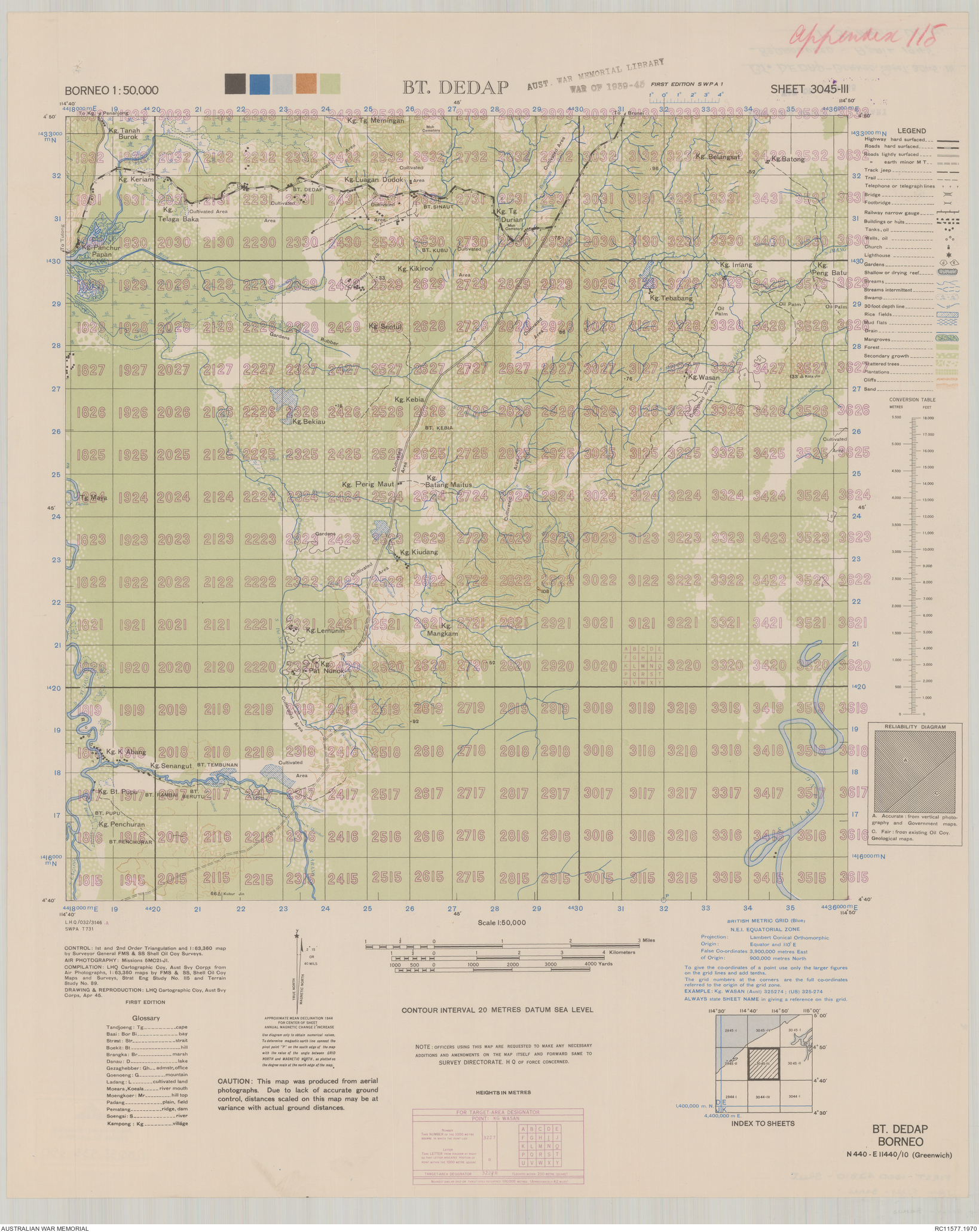 Bt. Dedap [Bukit Dedap] : Borneo 1:50,000, sheet 3045-III | Australian ...