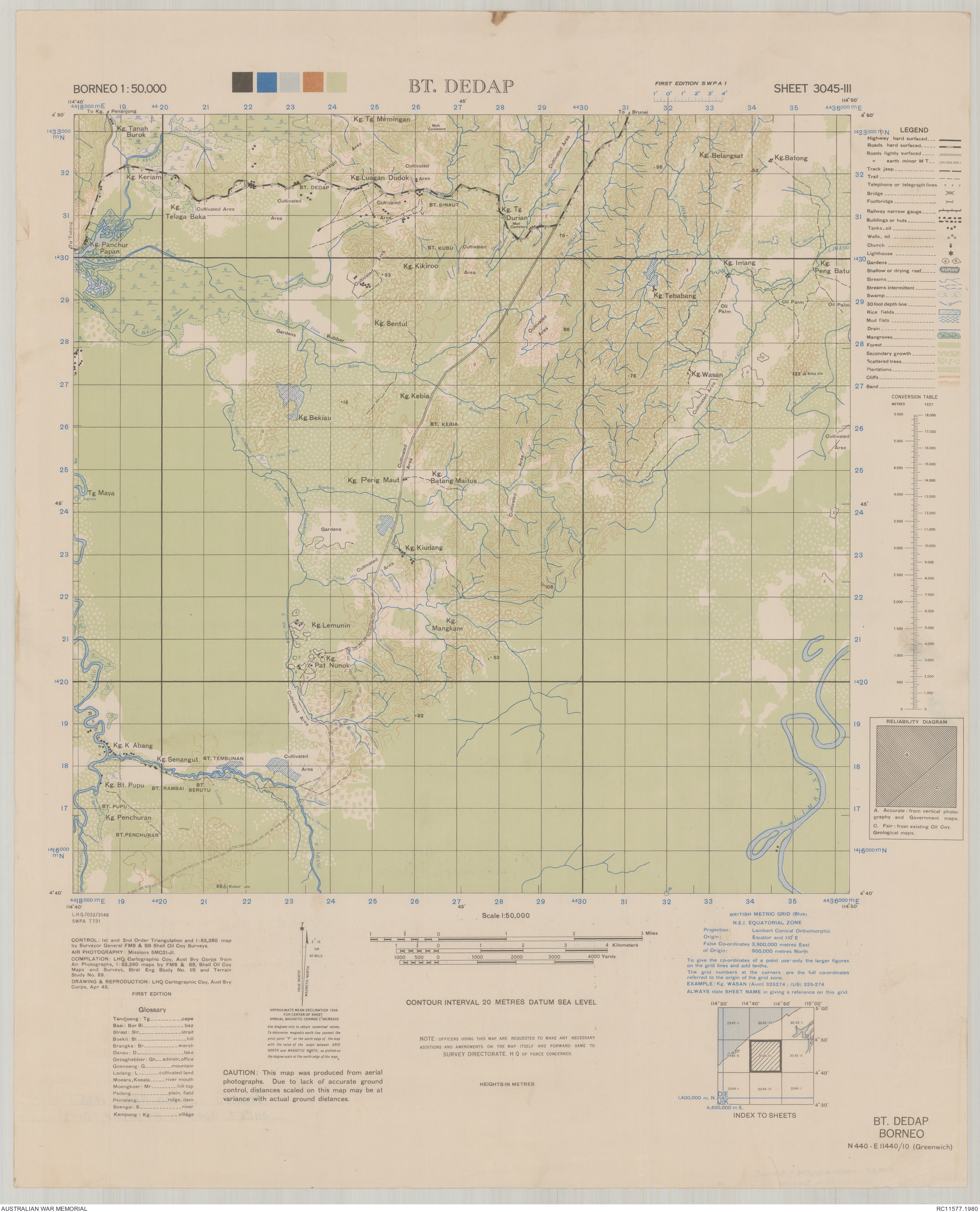 Bt. Dedap [Bukit Dedap] : Borneo 1:50,000, sheet 3045-III | Australian ...