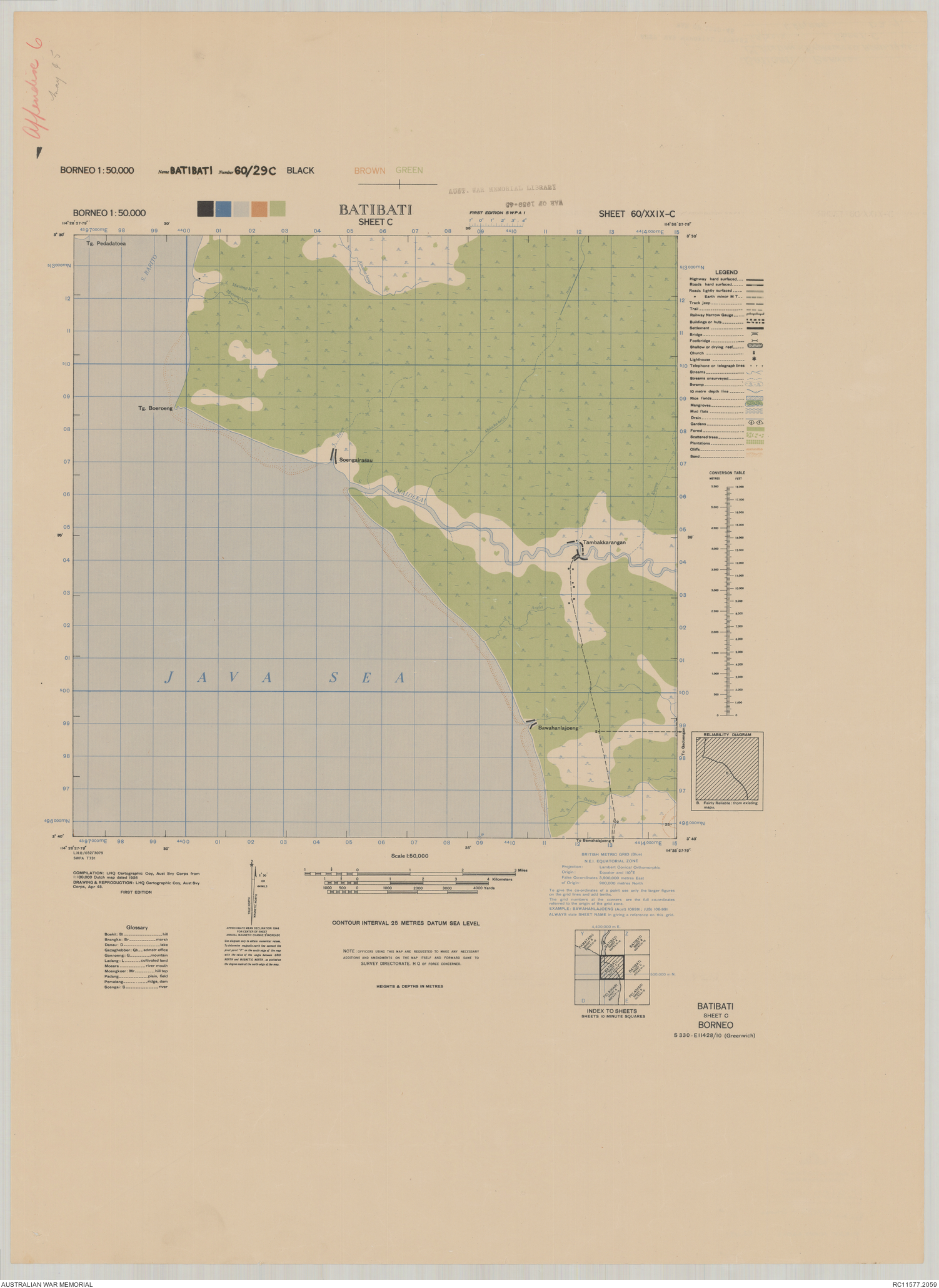 Batibati, sheet C : Borneo 1:50,000, sheet 60/XXIX-C | Australian War ...