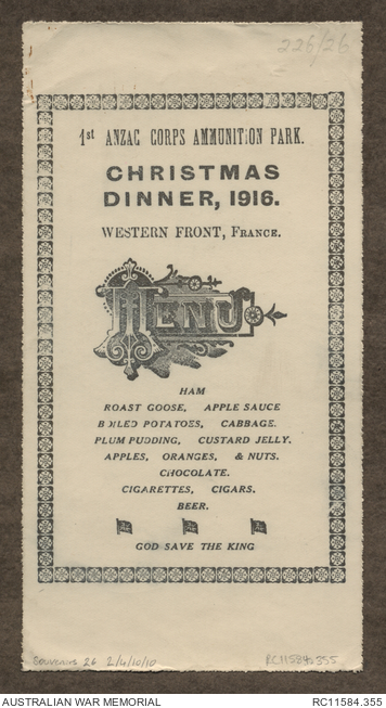 Fullerton park christmas menu