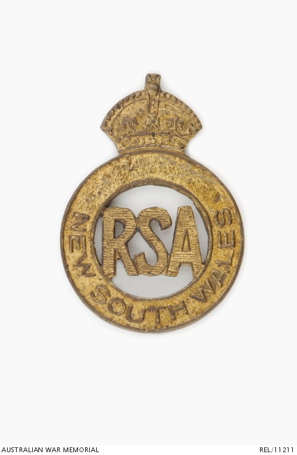 Returned Soldiers Association Of New South Wales badge : Private Percy ...