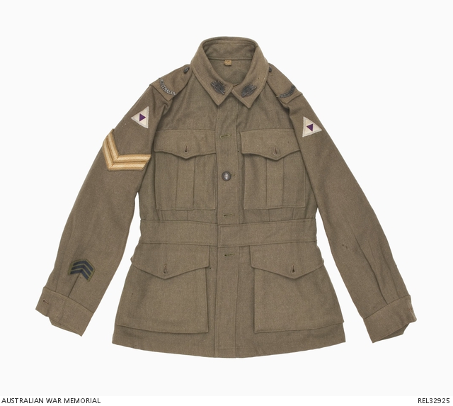 Winter service dress tunic : Corporal N A Gahan, 2/3 Pioneer