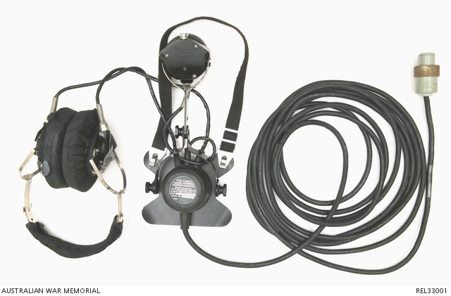 HMAS Brisbane : Headset/intercom unit with cables attached | Australian War Memorial