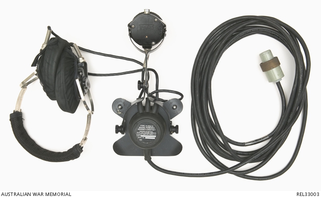 HMAS Brisbane : Headset/intercom unit with cables attached | Australian War Memorial
