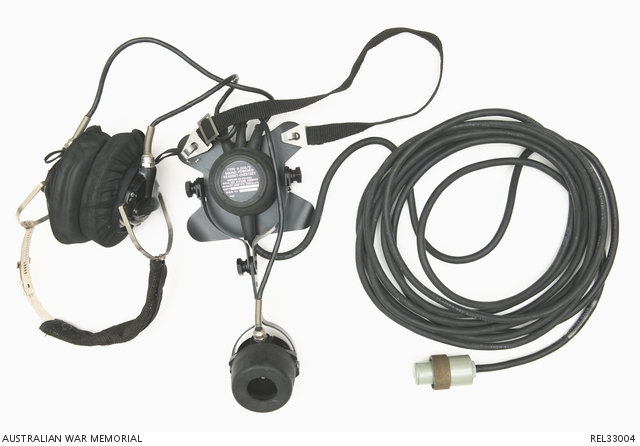 HMAS Brisbane : Headset/intercom unit with cables attached | Australian War Memorial