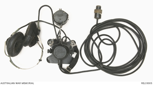 HMAS Brisbane : Headset/intercom unit with cables attached | Australian War Memorial