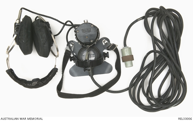 HMAS Brisbane : Headset/intercom unit with cables attached | Australian War Memorial
