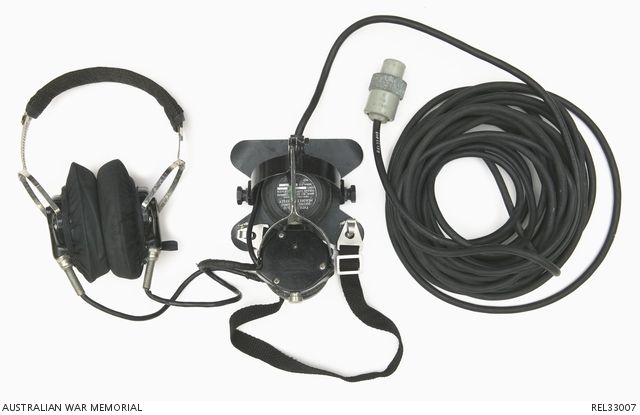 HMAS Brisbane : Headset/intercom unit with cables attached | Australian War Memorial