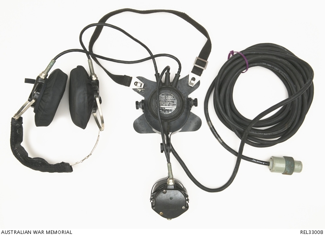 HMAS Brisbane : Headset/intercom unit with cables attached | Australian War Memorial
