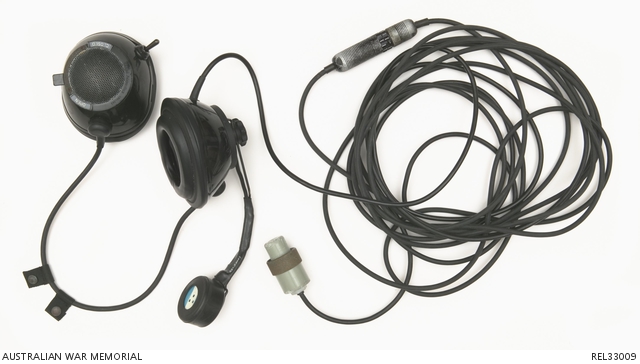 HMAS Brisbane : Headset/intercom unit with cables attached | Australian War Memorial