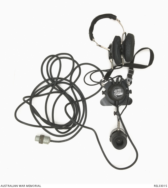 HMAS Brisbane : Headset/intercom unit with cables attached | Australian War Memorial