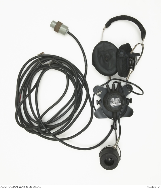HMAS Brisbane : Headset/intercom unit with cables attached | Australian War Memorial