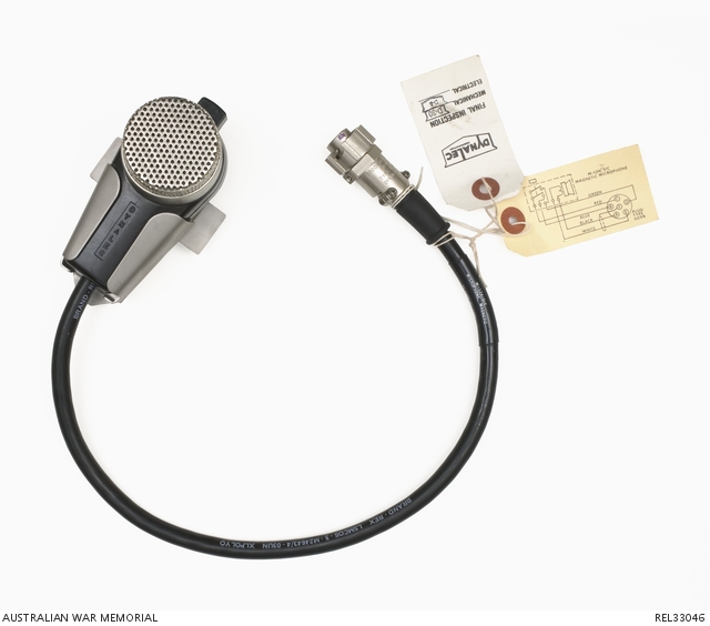 HMAS Brisbane Single Microphone mouthpiece and cord. Australian War Memorial
