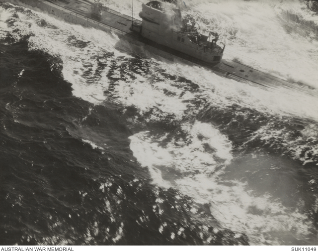 Bay of Biscay. 19430630. A German Uboat under attack by a Sunderland