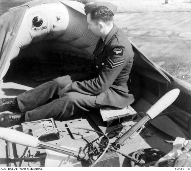 England. C. 194410. The airborne lifeboat, dropped by parachute, is a