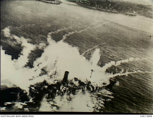 Off Royan, France. C. 1945-01. An attack by Beaufighter aircraft of RAF ...