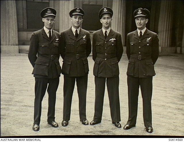 London, England. C. 1945-07. Group portrait of RAAF officers who ...