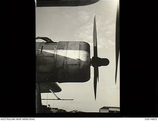 RAF Station Mount Batten, Plymouth, England. C. 1944-09. Port engine of ...