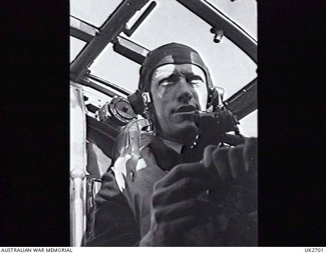 England. 1945-04-11. RAAF pilot, 414421 Flight Lieutenant W. M. O ...