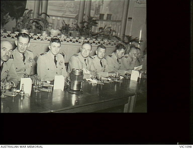 Melbourne, Vic. 1945-01-19. Seated at the table, senior RAAF officers ...