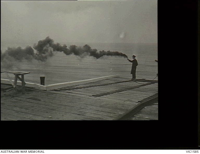 Point Cook, Vic. C. 1945. A RAAF officer stands on the pier at RAAF ...