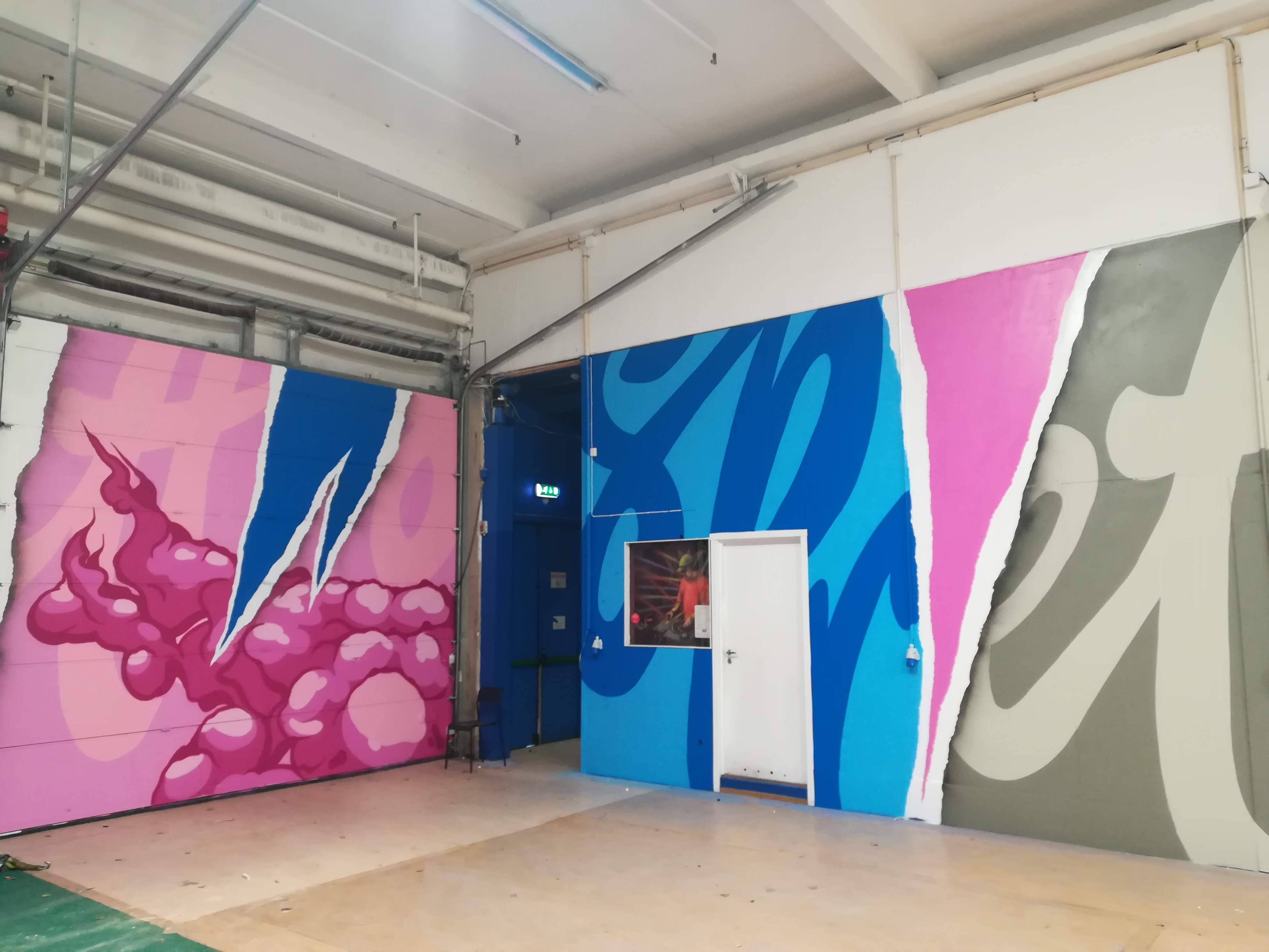 Spray paint Mural for Family Entertainment Centre in Oslo Norway by Dan