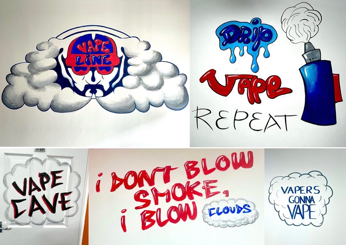 Vape Shop Murals by Charlotte Oxenham Art in Macclesfield