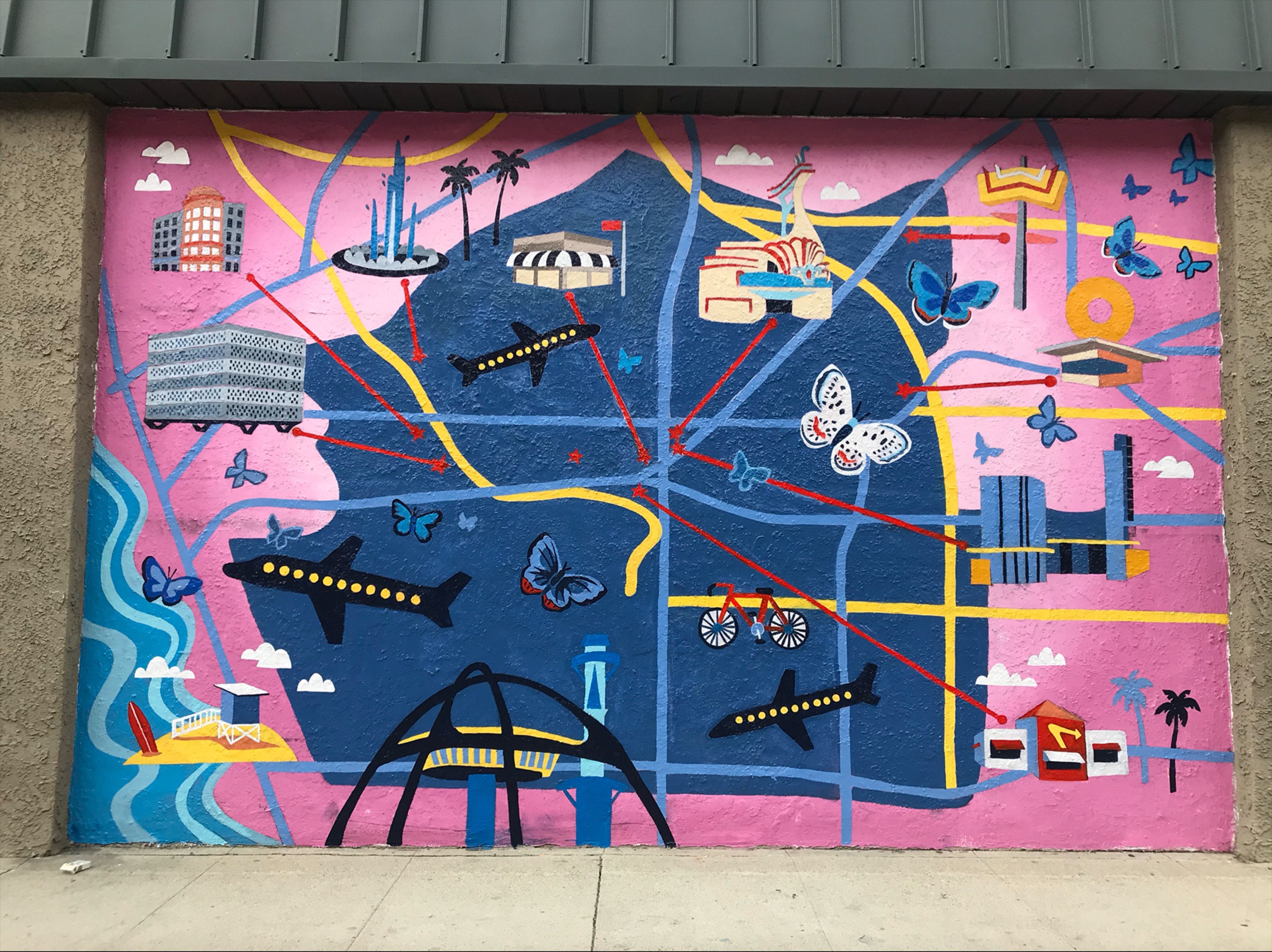 LAX Inspired Westchester Mural by Katharine Ward Art in Los Angeles