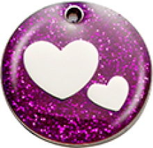 Purple Glitter Hearts Pet Tag