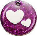 Purple Glitter Hearts Pet Tag