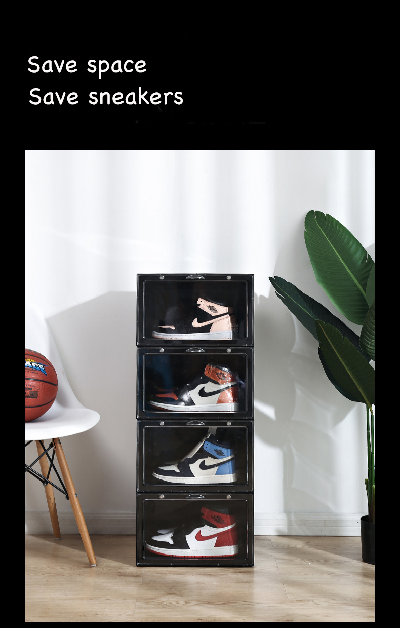 plastic sneaker cases on Premium Shoe Box Storage Front Magnetic Sneakers Organizer Side Display Ebay