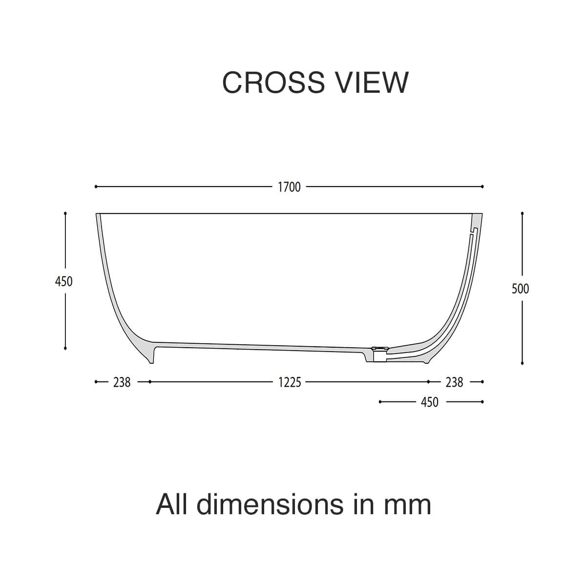 CASF corian bath delight 18430BATH cross section
