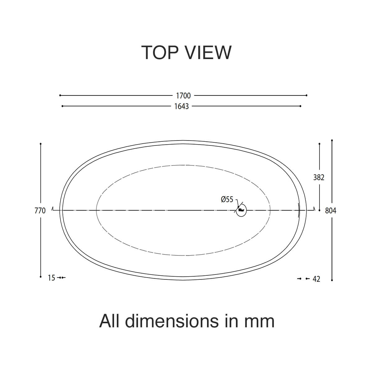 CASF corian bath delight 18430BATH top view