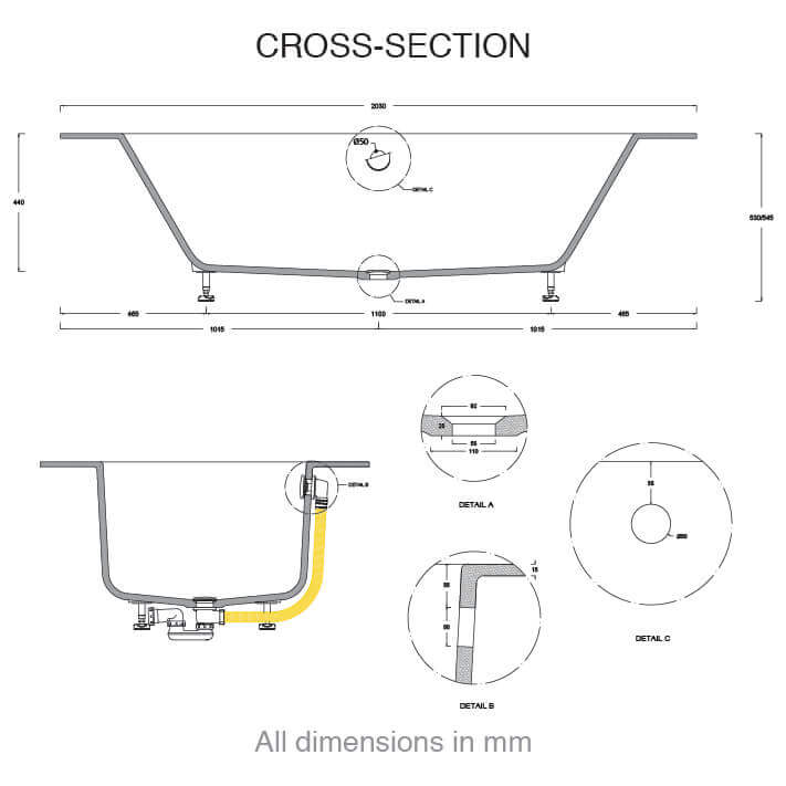 CASF corian bath delight 18410BATH cross section
